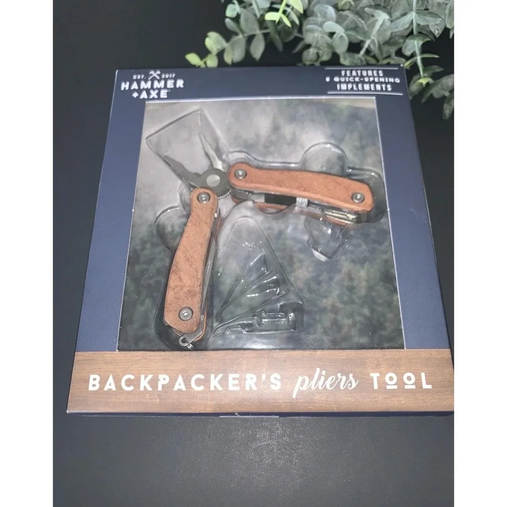 Hammer‎ + Axe Backpacker's Pliers Multi-Tool Wood Handle Camping EDC New In Box